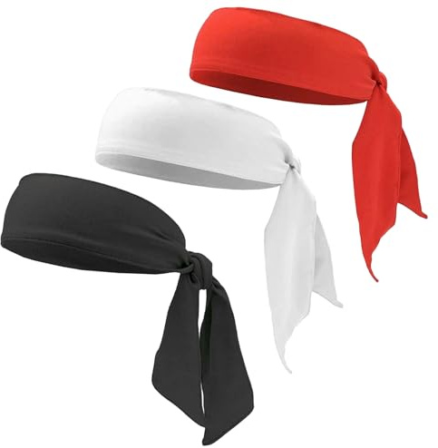 Bandeaux De Sport Réglable Sweatband Antidérapant Bandeau De Tête Anti-Transpiration Élastique Réglable Pour Running Tennis Yoga Fitness Workout Cycling 3 Pièces Bandeau Unisexe