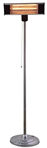Evatronic - Chauffage de terrasse 2000W - Radiateur électrique halogène infrarouge extérieur sur pied, Protection IP34, utilisable au sol ou sur un mur