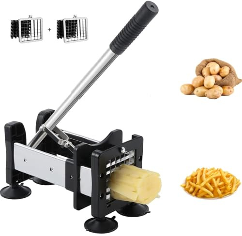 Redhoney French Fry Cutter Stainless Steel Potato Cutter With 1/2 and 3/8 Commercial Grade Blades, Vegetable Cutter Chopper for Vegetables, Cucumbers, Potatoes