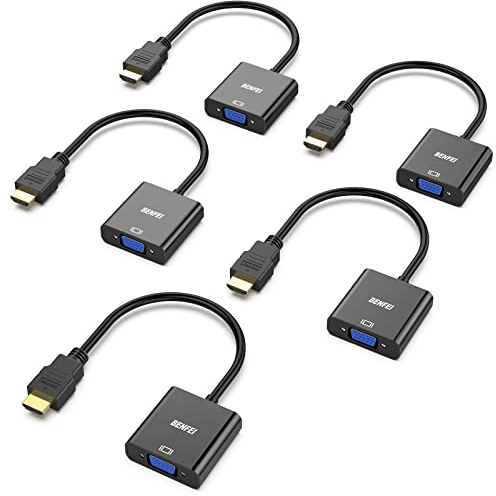 BENFEI HDMI zu VGA 5 Stück, Unidirektional HDMI-Computer zu VGA-Monitor Adapter (Stecker auf Buchse) für Computer Desktop Laptop PC Monitor Projektor HDTV Chromebook Raspberry Pi Roku Xbox und mehr