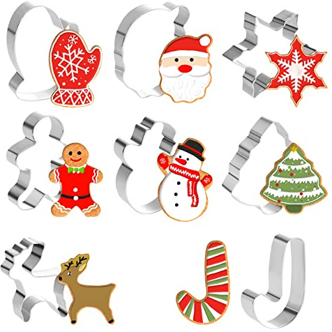 GWHOLE 8PCS Christmas Cookie Cutter, Holiday Cookie Cutters Christmas Shapes-Gingerbread, Christmas Tree, Snowflake Cookie Cutters Variety Pack for Baking Xmas Holiday Party