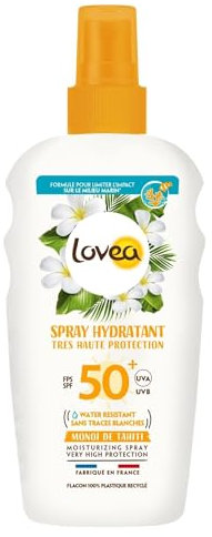 LOVEA - Spray Hydratant FPS 50+ - Très Haute Protection Solaire Visage & Corps - Monoï De Tahiti - Protection UVA/UVB - Résistant À L'Eau & Anti Traces Blanches - Vegan - Fabriqué En France - 150 ml