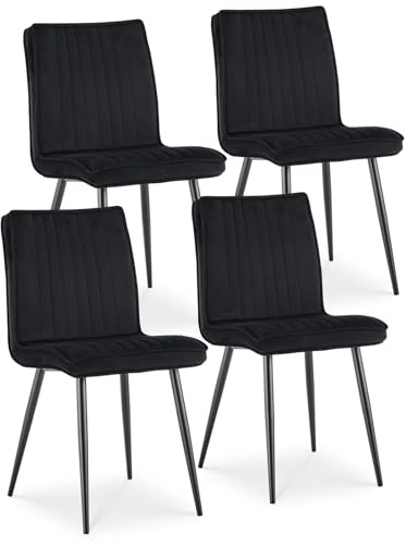 TUKAILAi Dining Chairs Set of 4 Black Velvet Upholstered Kitchen Chairs