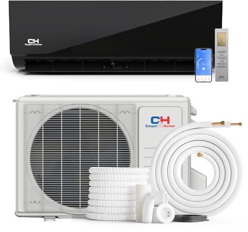 Cooper & Hunter 12,000 BTU 115V Black Single Zone Wall Mount Ductless Mini Split Air Conditioner & Heat Pump – 23.2 SEER Inverter – Smart Kit & 16FT Installation Kit – Pre-Charged