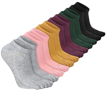 Bencailor 6/12/32Pairs Women Toe Socks Five Toe Cotton Socks Ankle Sock with Toes Separated for Women Men Athletic Running(6 Pairs,Multicolor,5-9)