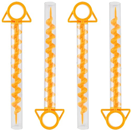 EFUTURETIME 4 x Zeltheringe mit Gewinde Schraubheringe Camping Sandheringe Strand Kunststoff 29cm Strand Sandanker Zelt Erdanker Trampolin mit 4 Transparente Kunststoffrohre, Gelb