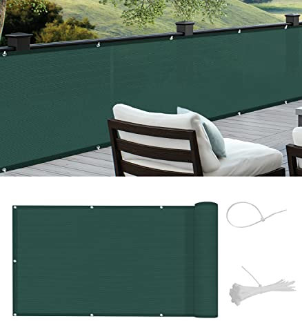 Cool Area Pantalla HDPE para Balcón Jardín Protección de Privacidad,Protección UV,Resistente al Viento,con Ataduras de Cables,90x400 cm,Verde