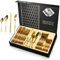 Gold Cutlery Set, 24 Piece Food-Grade Stainless Steel Flatware Set Fine Mirror Gold Finish and Dishwasher Safe Gold Cutlery Set Including Knife Fork Spoon for 6 People,Daily Use (High End Gift Box