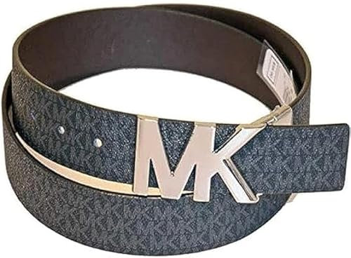 Michael Kors 558732 Damen Gürtel, Schwarz mit goldfarbener Hardware, MK-Logo, wendbar, Größe L, Schwarz, L