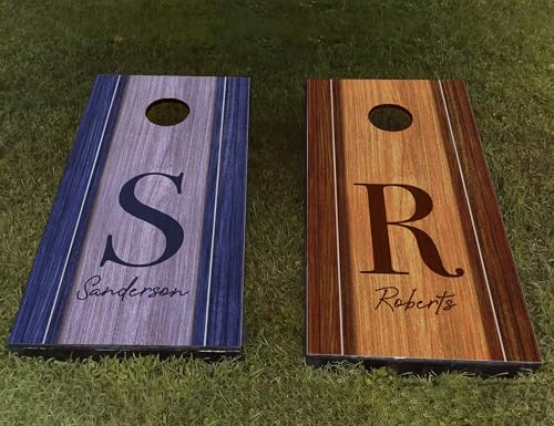 Autocollants personnalisés en vinyle pour planches de cornhole - Couleur de bois au choix - Parfait pour les mariages et les réunions de famille