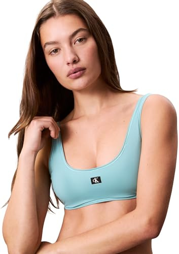 Calvin Klein Top de Bikini Mujer Bralette con Relleno extraíble, Turquesa (Saltwater Aqua), XL