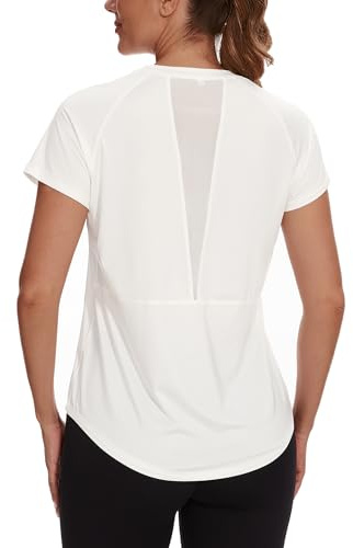 Gyabnw Women's Gym Top UPF 50+ Short Sleeve Quick Dry White