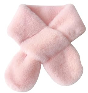 Lufdegim vinterhalsduk, varm fleece halsduk, flickor pojkar mjuka vackra halsdukar för vuxna och barn stickad halsduk av plysch tjock lång halsduk, ROSA, 75 cm
