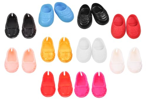 UPKOCH Mini Doll Shoes for 17Cm Dolls 10 Pairs Plastic Flat Shoes for Dolls Doll Accessories for Dress up and Toy Play