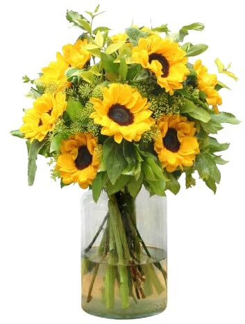 DECOALIVE Ramo de Girasoles Natural con Flores Fáciles de Cuidar