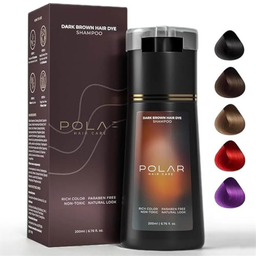 Champú para tinte de cabello polar, cuidado del cabello polar, champú de tinte instantáneo para el cuidado del cabello polar, champú de color natural para cobertura de cabello gris (Dark Brown)