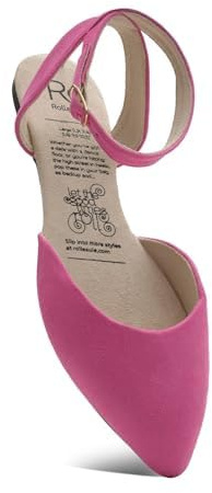 Rollasole D'Orsay Flats – Chaussures plates pliantes roses pour femme – Ballerines pliables élégantes pour sac à main, cadeaux pour femme., rose, 35/36 EU
