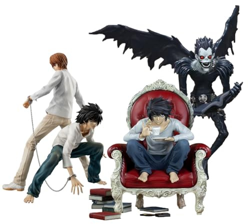 Jiumaocleu 4 st dödsanteckningsfigur ljus Yagami-figur Ryuuku och L-figur, anime-actionfigur skulptur handgjord samlarobjekt skrivbordsdekoration födelsedagspresenter