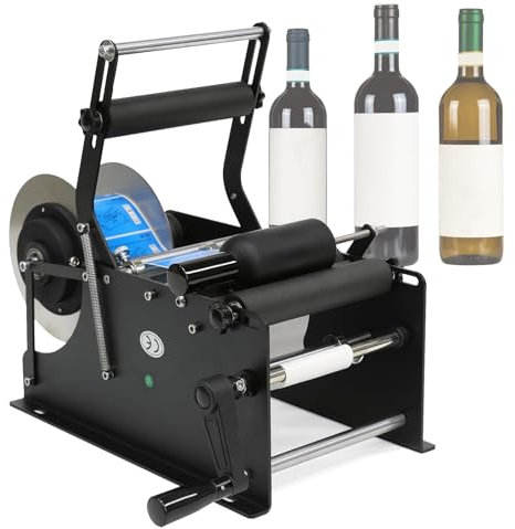Automatisk Rundetiketteringsmaskin, Elektrisk Flasketikettapplikator FöR Runda Flaskor, Justerbar Rund Etiketteringsmaskin, FöR Flaskdiameter 20-80 Mm,110V