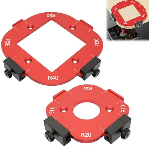 Gabarits de Défonceuse D'angle, Lot de 2 Gabarits de Défonceuse à Bois, Outil Auxiliaire de Coupe à L'arc, Round corner milling cutter mold pour Menuisiers et DIY
