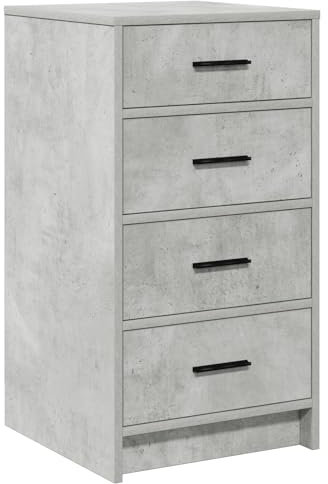 vidaXL Sideboard in Beton Grau Modernes Möbel fürs Esszimmer 4 Schubladen Holzwerkstoff Büfett Tisch Viel Stauraum für drinnen Leichte Montage Rechteckig Viel Stauraum