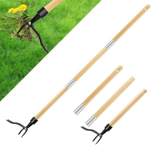 JNUYISW Extractor de Malas Hierbas, 110cm Extractor de Maleza Mango Largo con 4 Garras y Pedal Extractor de Malezas de Jardín Desmalezado Efectivo sin Agacharse ni Arrodillarse para Jardín y Césped