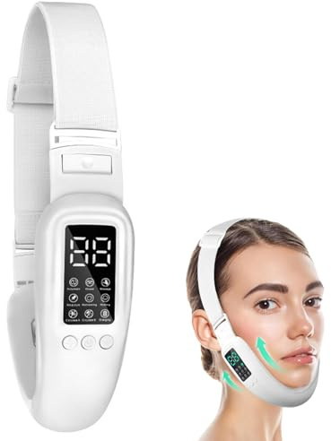 Double Chin Reducer, 8 Modes & 15-Level Jawline Shaper, LED Display Face Lifting Device, Portable Microcurrent Facial Device, Adsjustable Facial Massager, Face Massager Electric for Home