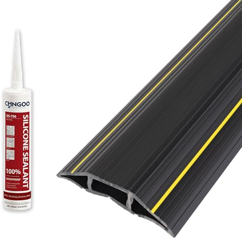 CPROSP Copertura Cavi a Pavimento, Canalina passacavi Calpestabile, 300 cm x 8,3 cm, 3 Canali, con 1x Sigillante, per Casa, Officina, Magazzino, Concerto