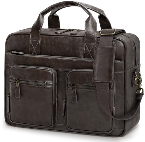 RAINSMORE Borsa Lavoro Uomo Borsa Porta PC 15,6 Pollici Impermeabile Borsa Tracolla Valigetta Documenti Uomo per Università Insegnanti Scuola Ufficio Caffè