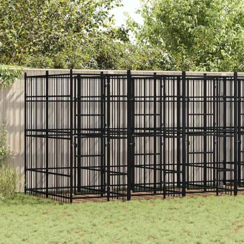 Runheo Utomhushundkennel av pulverlackerat stål med 11,06 m² yta, stängbart låssystem, stor fälldörr, robust galler, perfekt som utlopp, utomhushage