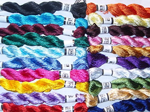 20 New Silk Hand Embroidery Thread Skein, 20 Colours, Large Silk Embroidery Threads/Floss Embroidery Floss, Friendship Bracelets Threads, Crafts Sewing Threads