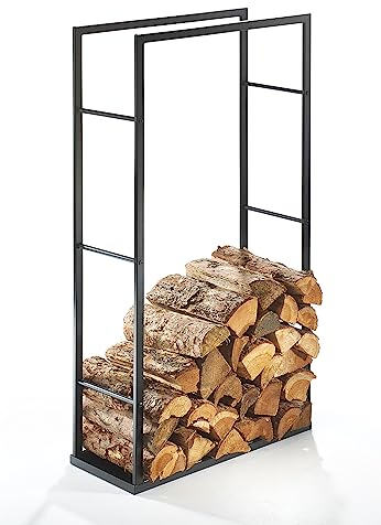 Kobolo Kaminholzregal Kaminholzständer Feuerholzregal - Metall - schwarz - 116x25x60 cm