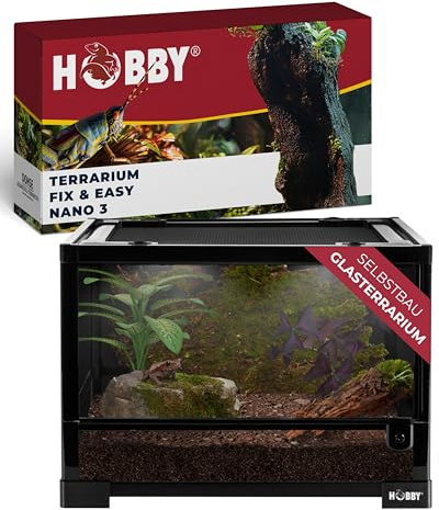 Hobby Terraristik Fix und Easy Nano 3 I 45 x 45 x 32 cm I Geeignet für die Haltung Kleiner Amphibien und Insekten I Mit wasserdichtem Boden und Schwingtüren I Ideal für Anfänger und Profis I Schwarz