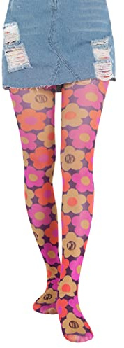 Vintage 60s Printed Funky Tights for Women Y2K Tie Dye Mesh Pantyhose Skinny Body Shaping Leggings Streetwear