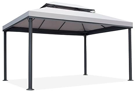 Garden Point Gazebo da Giardino Valencia Rettangolare | Idrorepellente | Ideale per i mobili da giardino e jacuzzi | Montaggio facile| Tende in set (3 x 4 m, Grigio (Basic))