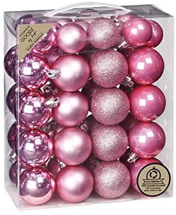Inge-glas Weihnachtskugeln Kunststoff 4cm - 5cm 44er Set Christbaumkugeln Rosa Mix