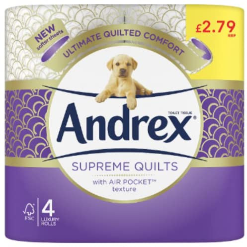 London Grocery Andrex Supreme Quilts Toilet Tissue, 4 Quilted Toilet Rolls x Case of 6