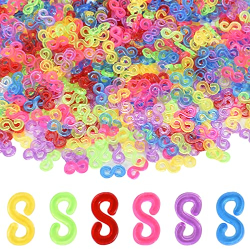 Anschluss S Clips 500 Stück Loom Bänder Verschlüsse Bunte Rubber Loops Werkzeug Nachfüll S Clips Loops Armband Plastik Loops für den Anschluss von Loom Band Armbänder Schmuck Zubehör (Bunte)