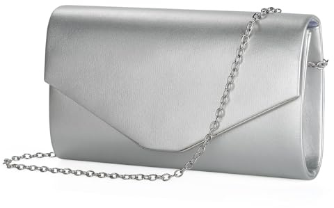 BAIGIO Bolsos Fiesta Sobre para Mujeres, Elegante Clutch Monedero del Banquete de Boda,Bolso Bandolera Mujer Boda Invitada,Handbag para Prom/Fiesta Boda Exterior/Cumpleaños (B-Plata)