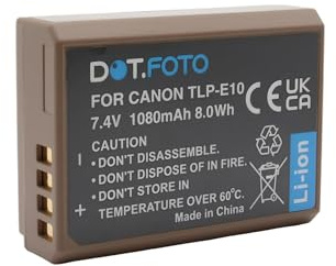 Dot.Foto LP-E10 Premium 7.4v / 1080mAh Uppladdningsbart USB-C-Batteri för Canon EOS 1100D, 1200D, 1300D, 1500D, 2000D, 3000D, 4000D