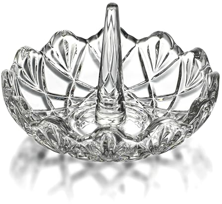 H&D HYALINE & DORA Soporte para anillos de cristal transparente, plato de joyería de cristal, exhibición para boda, regalo de forma ondulada para mamá, esposa, niña