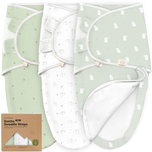 3 Piezas Sacos De Dormir Con Cremallera Para Bebé – Saco De Dormir Para Recién Nacidos De 0 a 3 Meses, Pañal Para Recién Nacidos, Pañales Para Bebés Fáciles De Cambiar, Mantas Para Guardería (Bunnies)