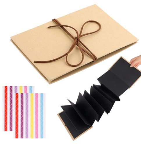 5 Inch Fotoalbum Klein, 17.5x11.5cm Schwarz Kleines Fotobuch zum Selbstgestalten,16-fach(34 Seiten) DIY Scrapbook Memory Book, Kann als Abschluss Geschenk,Hochzeit,Valentinstag,Weihnachten