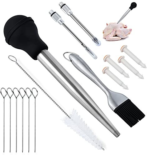 Stainless Steel Turkey Baster Set w/Timer and Lacer – A Must For Thanksgiving