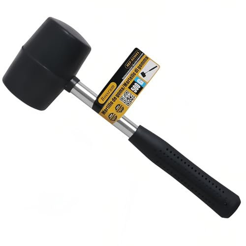 Tutee Martello Di Gomma Nero, Con Impugnatura Antiscivoloideale Per Pavimenti E Piastrelle (500G)