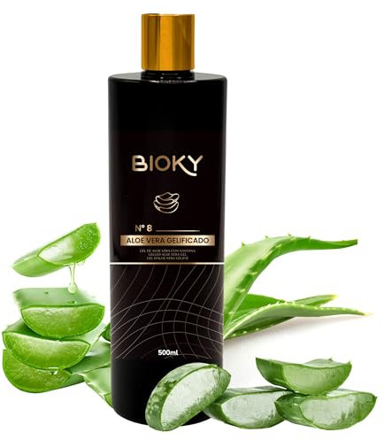 Bioky Gel Aloe Vera 100% Natural 500ml – Puro, Orgánico, Hidratante y Calmante – Piel Hidratada e Iluminada | Natural y Versátil: Aftersun, Piel, Cabello, Post Depilación, After Shave (500 ml)