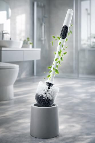 Spazzolone Bagno WC con Dispenser di Detersivo Integrato, Pulizia Profonda e Igienica Senza Contatto, Setole Autopulenti, Base Antigoccia e Design Moderno Salvaspazio