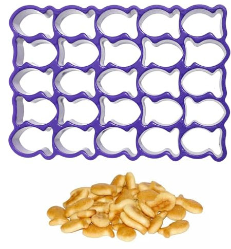 Fish Cookie Cutter, 25 Cavity Mini Plastic Gold Fish Cookie Cutters Mold Plastic Tiny Treats Baking Mold Non-Stick Dough for Baking