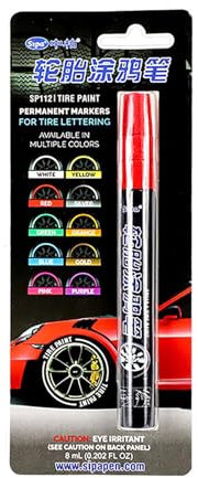 Stylo de peinture pour pneus de voiture - Stylo de peinture robuste et imperméable - Stylo de marquage polyvalent - Marqueur parfait pour une retouche précise sur les pneus, les surfaces en pierre