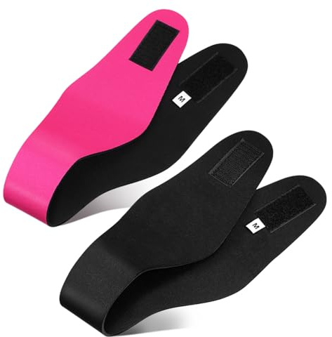 GANAZONO Fascia Protezione Orecchie Nuoto Bambini Set 2 Pezzi Nero e Rosa Morbida e Riutilizzabile per Piscina Surf e Sport